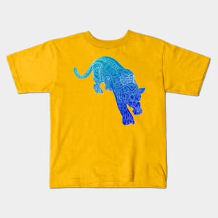 fast blue tiger in mexican ecopop pattern Kids T-Shirt